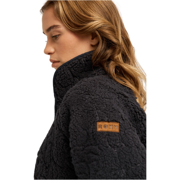 2026 Roxy Womens Blurry Cloud Full Zip Relaxed Fleece  ERJPF03212 - Anthracite Outline Mo